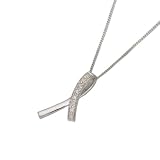 9ct White Gold 0.04 Ct Diamond Ribbon Pendant 18 Chain