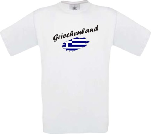 Shirtinstyle Kinder-Shirt WM Ländershirt Griechenland diverse Farben, Farbe weiss, Größe 104