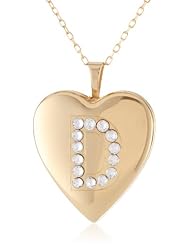 Momento Lockets Silver Swarovski Crystal Initial D Locket Necklace, 18"