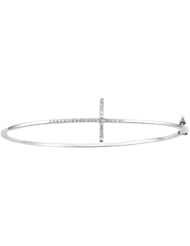 1/4 ct. tw. Diamond Cross Bangle Bracelet in Sterling Silver