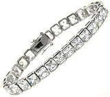 Sterling Silver Genuine Sapphire & Diamond Accent Tennis Bracelet