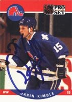 Darin Kimble, Quebec Nordiques, 1990 Pro Set Autographed Card