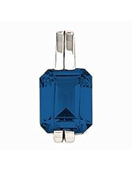 14K White Gold Emerald Cut Chatham Created Sapphire Pendant -- LIFETIME WARRANTY