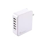 Gembonics® 36W (7.2 Amps, Auto Detect Technology) 5-Port USB Wall Charger Travel Power Adapter for iPhone 6 Plus 5S 5C 5 4S, iPad Air Mini, Samsung Tablets, Galaxy S5 S4 S3, Galaxy Note 4 3 2, LG G3, HTC One (M8); Nexus, Smartphones, Tablets, iPods and Many other USB Charged Devices (White)