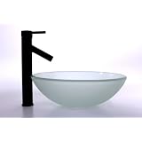 Buy 16 1 2 Round Frosted Glass Vessel Sink Combo with Oil Rubbed Bronze Finish Faucet... by Best Sink
