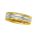 14K Two-Tone Gold Comfort Fit Wedding Band For Men and Women - Sizes 5 - 12.5