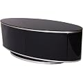 S&C ZIN502610/BKI 60� Rotation Remote Friendly Beam Thru Glass Door High Gloss Piano Black 26"-52" LCD/Plasma/LED Oval Cabinet TV Stand