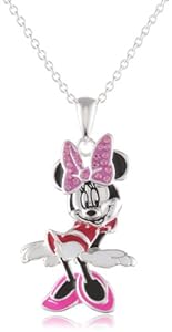Disney Minnie Fine Silver Plated Crystal Bow and Enamel Pendant Enhancer
