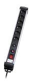 Vivanco EP 6S ALU Professional Line 6fach Aluminium Steckdosenleiste mit Überspannungsschutz silber/schwarz