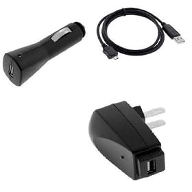 USB Data Cable + USB Car Charger + USB Home Travel Charger for HTC Google Nexus One 1 Smartphone