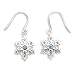 Small Snowflake with Blue Crystal Earrings on French Wire
