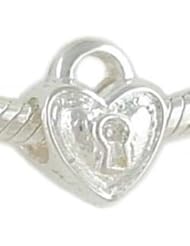 Petite .925 Sterling Silver Heart Padlock Bead for European Charm Bracelets