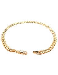 14k Italy Yellow Gold 3.8mm Cuban Curb Link Chain Bracelet 7.5" Inches