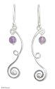 Amethyst drop earrings, 'Thai Ribbons'
