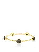 Etrusca Brazalete Labradorite Cabochon Hammered Dorado