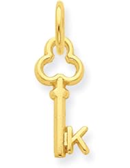 14k Yellow Gold K Key Charm Pendant. Metal Wt- 0.37g