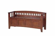 Linon Storage Bench with Short Back, Walnut Finish