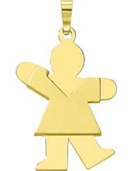 14K Yellow Gold Girl Charm Pendant The Kids Jewelry