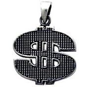 Bling Money Dollar Sign Silver Tone Pewter Pendant Necklace