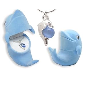 Dolphin Crystal Pendant Necklace With Velour Gift Box