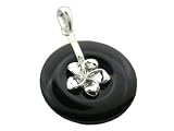 Onyx Silver Plumeria Disc, 925 Sterling Silver