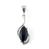 Black Coral Pendant in 14K White Gold