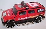 Diecast 1/35 Scale Hummer H2 Suv Pullback Metro Fire Logo in Color Red