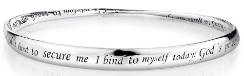 Sterling Silver “God’s Host To Secure Me I Bind To Myself Today: God’s Power To Guide Me” Bangle Bracelet