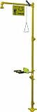 Bradley S19-310GG Galvanized Steel 3 Spray Head Combination Drench Showers and Eye/Face Wash Unit with Plastic Showerhead, 20 GPM, 9" Width x 88-1/2" Height x 25-3/8" Depth, Yellow