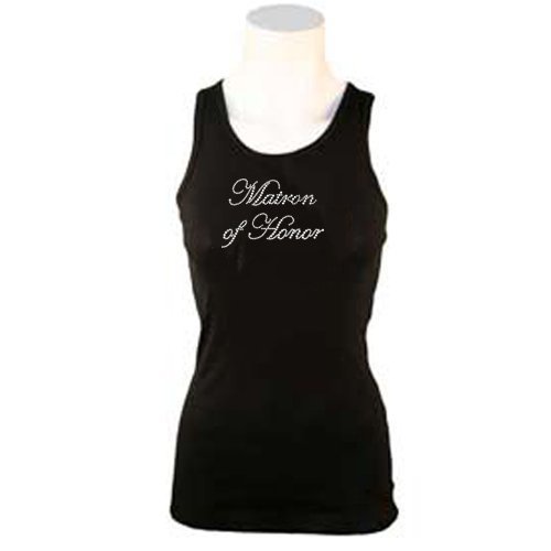 Matron Of Honor Rhinestone Women's Tank Top, Bachelorette Party Boy Beater