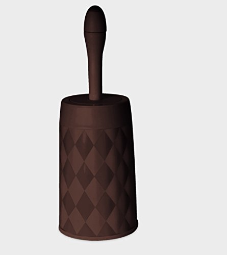 Superio Toilet Brush with Soap Dispenser Brown, Diamond Design Round Toilet Brush with Holder, Brown Decorative Crystal Luxe Toilet Brush