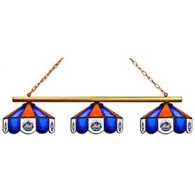 New York Mets 3pc SWAG STAINED GLASS POOL BILLIARD TABLE LAMP LIGHT