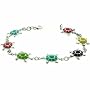 Sterling Silver Multi color Enamel Turtle Bracelet