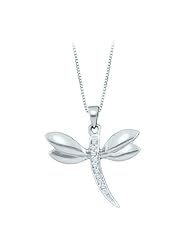 10K Yellow/White Gold 0.03 ct. Diamond Dragonfly Pendant with Chain