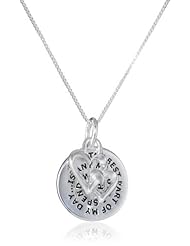 Sterling Silver "The Best Part of My Day Is Any Minute I Spend with U. I Love You" with Heart Charm Reversible Pendant Necklace, 18"