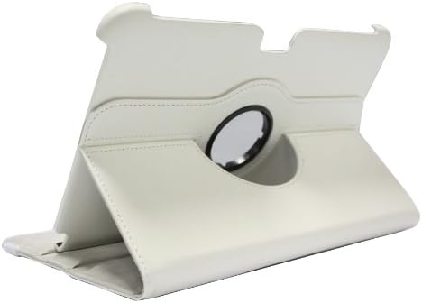Worldshopping Premium Quality White Leather 360 Degree Rotating Case Cover With Built In Adjustable Stand Custom Designed For The Samsung Galaxy Note 10.1 N8000 N8010 N8013 Tablet + Free Accessory