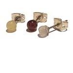 Earring Set 03 Body Jewelry Nose Singles Aragonite Garnet Rose Quartz Yellow Red Pink