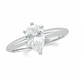 Pear Diamond Solitaire Engagement Ring 14k White-Gold ( 1.01 Ct H SI3 )