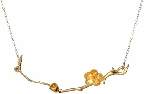 Blooming Cherry Blossom Branch Necklace (Gold Vermeil)