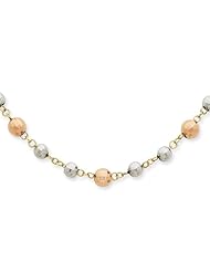 14k Gold Tri-Color Fancy Mirror Beaded Necklace