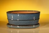 Bonsai Boy's Ceramic Bonsai Pot With Matching Humidity/Drip tray- Oval<br>8.5 x 6.5 x 3.5