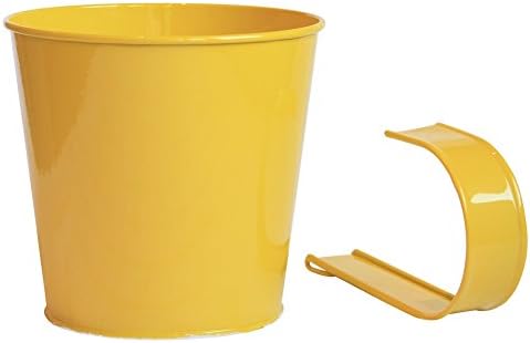 -Set of 3- All Things Home Hanging Bucket Planters with Detachable Handle. Yellow
