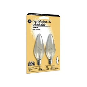 GE LIGHTING 48402 BLUNT-TIP DECOR BULB B8 Candelabra Screw(E12) 60W CLEAR(PACK OF 6) from Decorative Electric Lighting