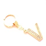 Gold Letter V Crystal Keyring
