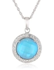 14k Gold over Sterling Silver Mother-Of-Pearl Round Quartz Pendant Necklace, 18"