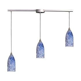 Verona - 3 Light Kitchen Island Pendant Track Lighting Fixture - Brushed Nickel - Blue...