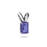 14K White Gold Emerald-cut Genuine Tanzanite Pendant
