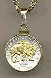 Buffalo Nickel (2005) Two Tone Plain Edge U.S. Coin Pendant with 18 Chain 31Ex ZMsuKL. SL160 Buffalo Nickel (2005) Two Tone Plain Edge U.S. Coin Pendant with 18 Chain
