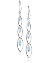 Sterling Silver Swiss Blue Topaz Drop Earrings