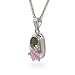Eve's Addiction Designer Inspired Pink CZ Flower Silver Baby Shoe Pendant
